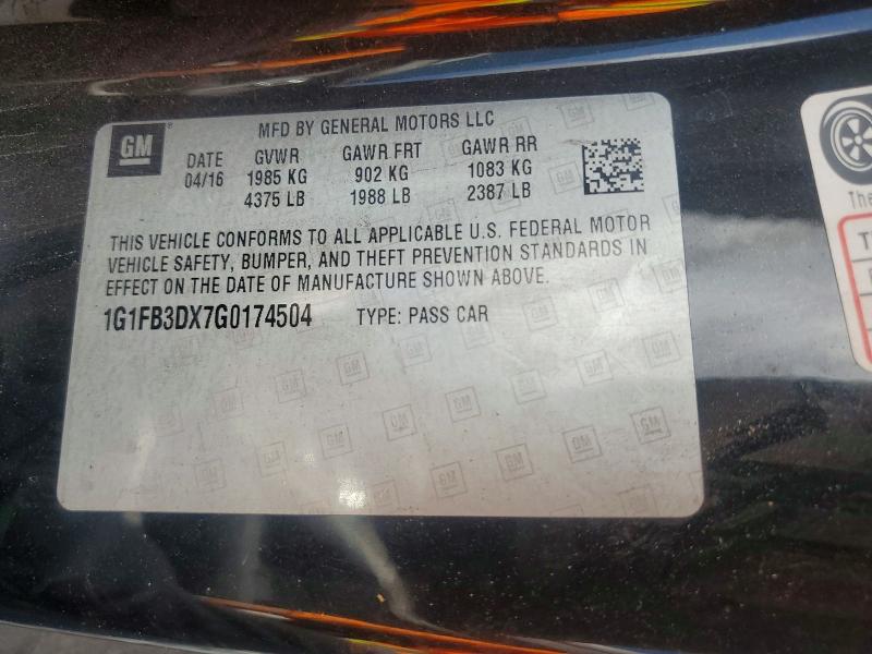 Продаж на аукціоні авто 2016 Chevrolet Camaro, vin: 1G1FB3DX7G0174504, номер лоту: 47558846