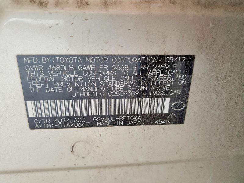 Продаж на аукціоні авто 2012 Lexus Es 350, vin: JTHBK1EG1C2509309, номер лоту: 79435025