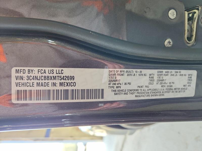 Продажа на аукционе авто 2021 Jeep Compass, vin: 3C4NJCBBXMT542699, номер лота: 48098326