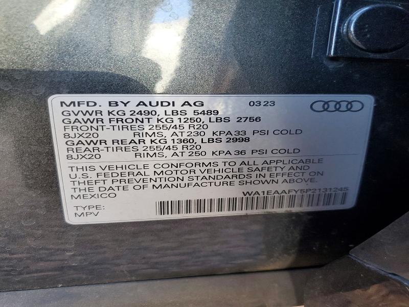 Aukcja sprzedaży 2023 Audi Q5, vin: WA1EAAFY5P2131245, numer aukcji: 47445376