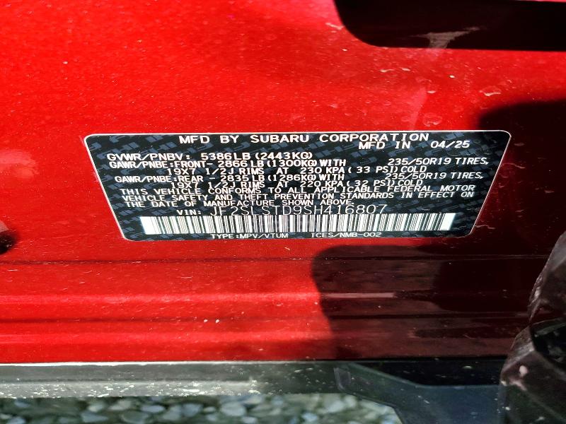 47984576 :رقم المزاد ، JF2SLSTD9SH416807 vin ، 2025 Subaru Forester مزاد بيع