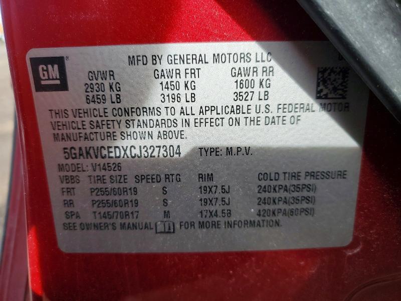 79027855 :رقم المزاد ، 5GAKVCEDXCJ327304 vin ، 2012 Buick Enclave مزاد بيع