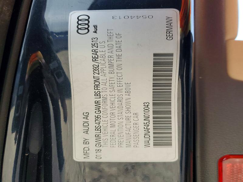 47298546 :رقم المزاد ، WAUDNAF45JN010043 vin ، 2018 Audi A4 مزاد بيع