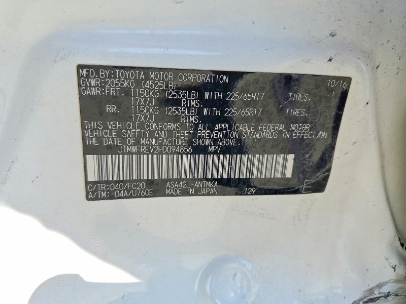 Продаж на аукціоні авто 2017 Toyota Rav4, vin: JTMWFREV2HD094856, номер лоту: 41952996