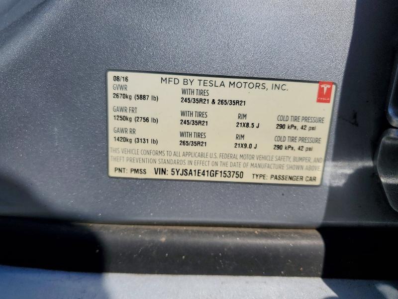 Aukcja sprzedaży 2016 Tesla Model S, vin: 5YJSA1E41GF153750, numer aukcji: 45969506