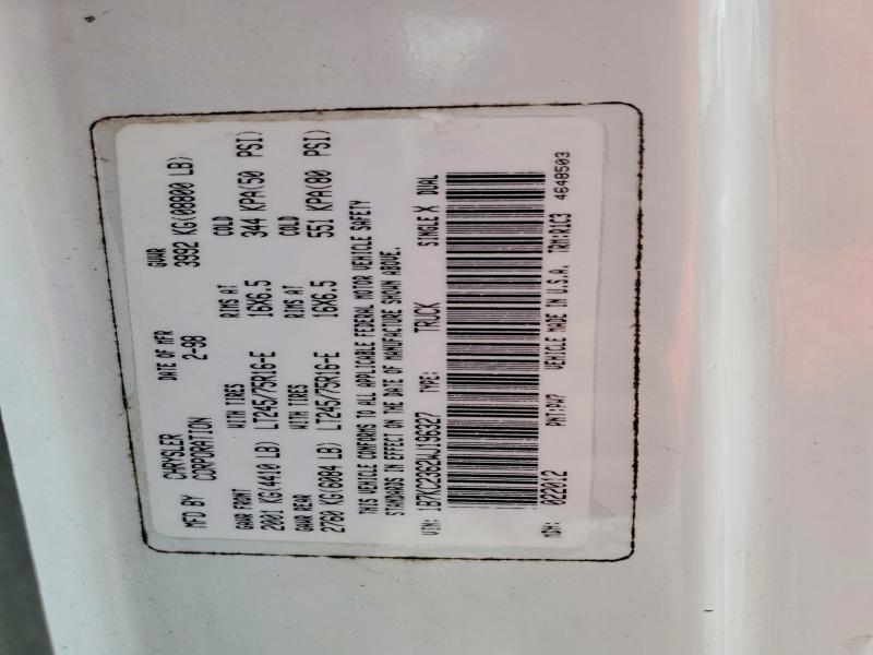 47461306 :رقم المزاد ، 1B7KC2362WJ196327 vin ، 1998 Dodge Ram 2500 مزاد بيع