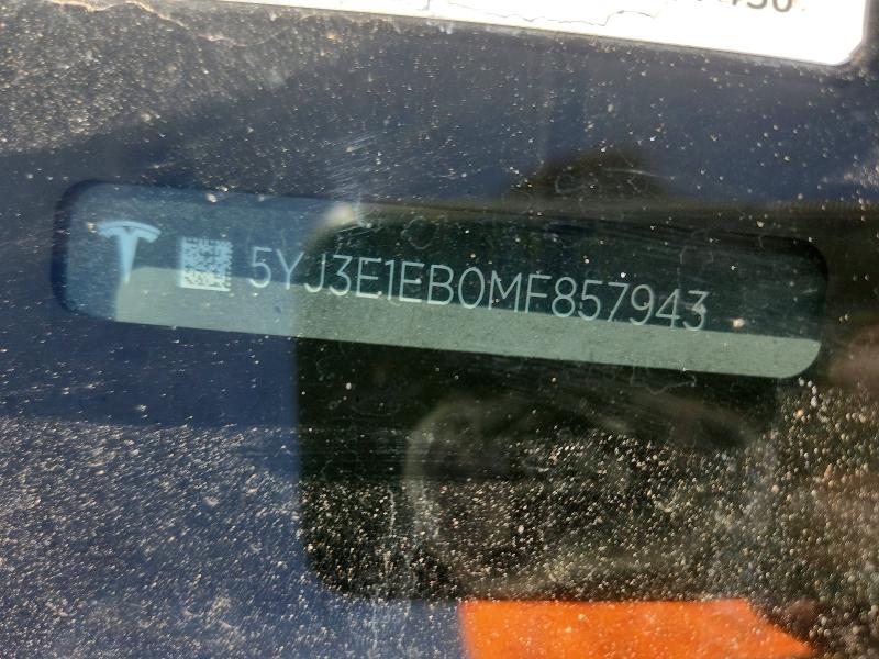 Продажа на аукционе авто 2021 Tesla Model 3, vin: 5YJ3E1EB0MF857943, номер лота: 47744746