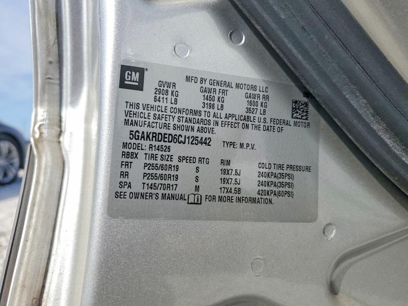2012 Buick Enclave მანქანა იყიდება აუქციონზე, vin: 5GAKRDED6CJ125442, აუქციონის ნომერი: 46689026