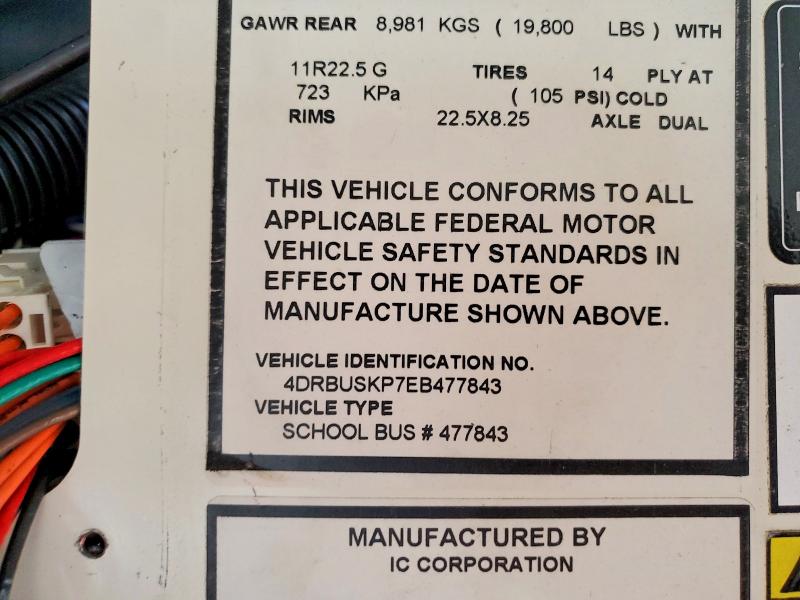 Продажа на аукционе авто 2014 Ic Corporation Bus, vin: 4DRBUSKP7EB477843, номер лота: 79718455