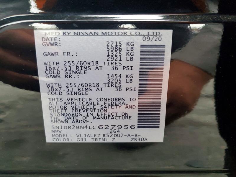 Продажа на аукционе авто 2020 Nissan Pathfinder, vin: 5N1DR2BN4LC627956, номер лота: 48302876