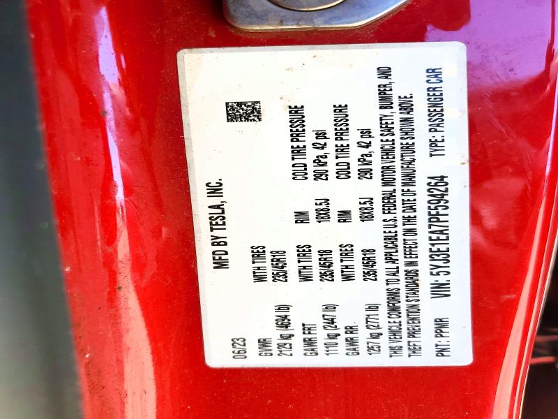 Продажа на аукционе авто 2023 Tesla Model 3, vin: 5YJ3E1EA7PF594264, номер лота: 46492626