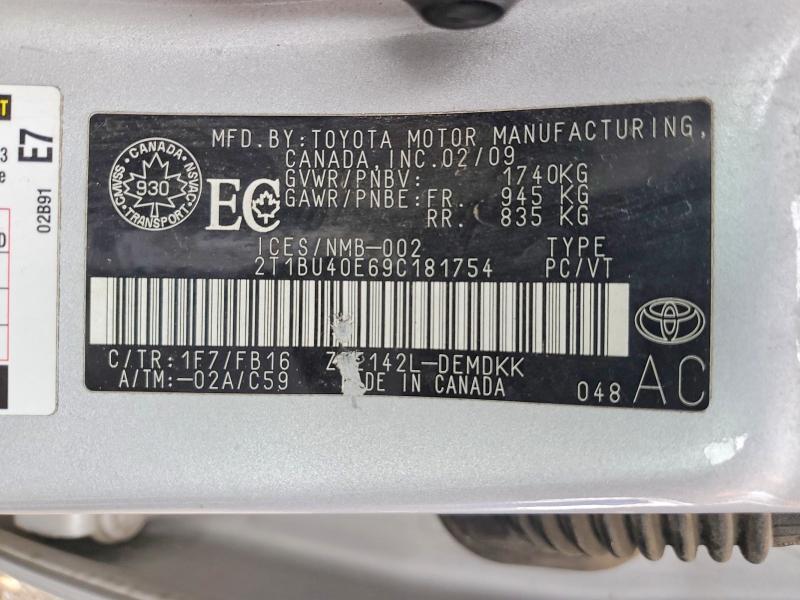 Продажа на аукционе авто 2009 Toyota Corolla, vin: 2T1BU40E69C181754, номер лота: 79434685