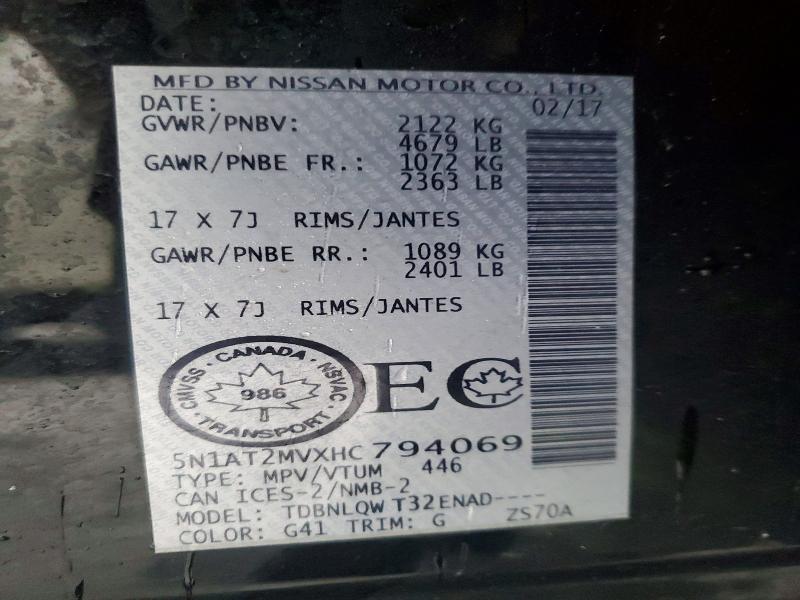 Продажа на аукционе авто 2017 Nissan Rogue, vin: 5N1AT2MVXHC794069, номер лота: 46544186