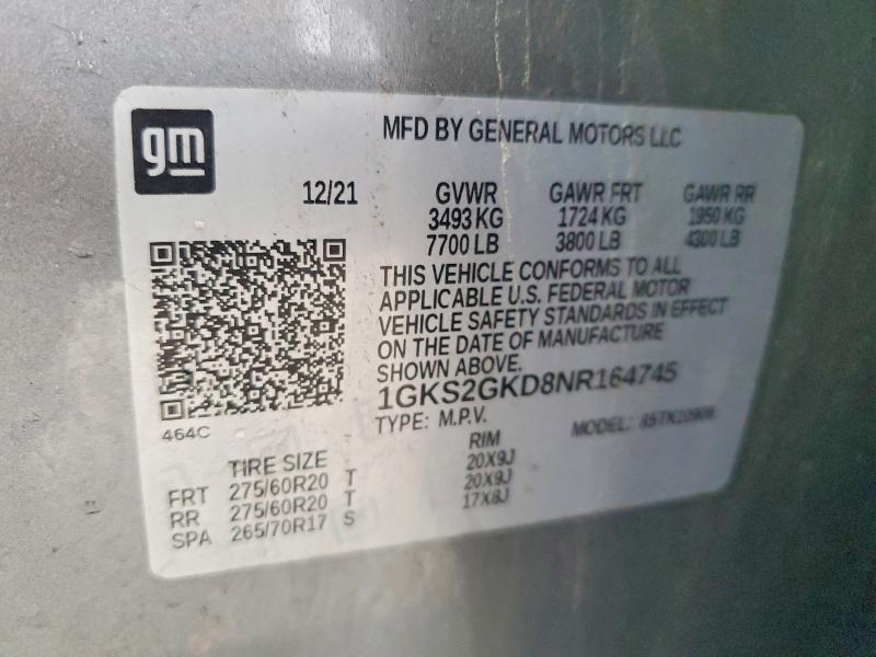 Aukcja sprzedaży 2022 Gmc Yukon Xl, vin: 1GKS2GKD8NR164745, numer aukcji: 79442515