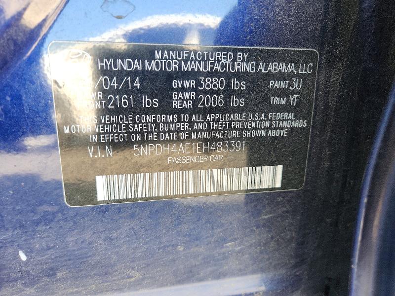 Продаж на аукціоні авто 2014 Hyundai Elantra, vin: 5NPDH4AE1EH483391, номер лоту: 45756456