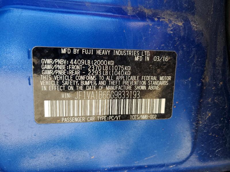 Aukcja sprzedaży 2016 Subaru Wrx Limited Manual, vin: JF1VA1B66G9833193, numer aukcji: 45480026