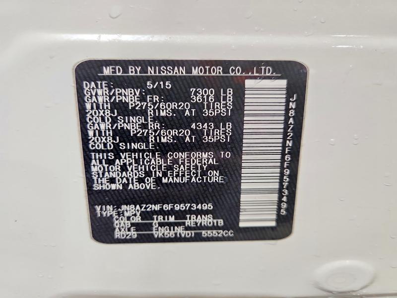 Aukcja sprzedaży 2015 Infiniti Qx80, vin: JN8AZ2NF6F9573495, numer aukcji: 45652976