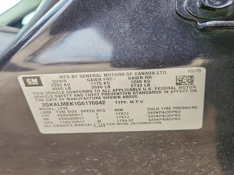 48421606 :رقم المزاد ، 2GKALMEK1G6176042 vin ، 2016 Gmc Terrain مزاد بيع