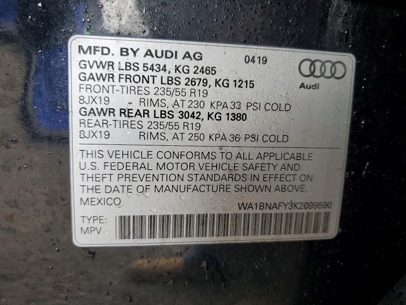 Aukcja sprzedaży 2019 Audi Q5, vin: WA1BNAFY3K2099590, numer aukcji: 79784555