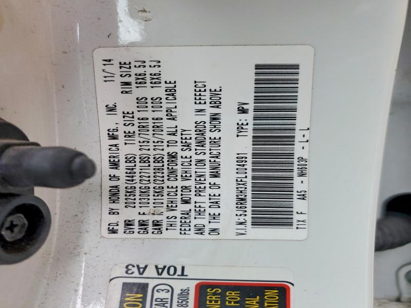 47275446 :رقم المزاد ، 5J6RM3H3XFL004991 vin ، 2015 Honda Cr-v مزاد بيع