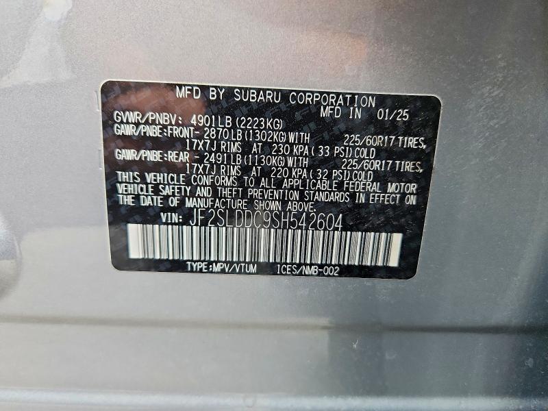 Продаж на аукціоні авто 2025 Subaru Forester, vin: JF2SLDDC9SH542604, номер лоту: 46046556