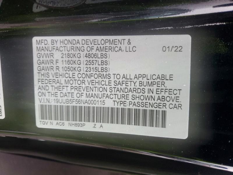 Aukcja sprzedaży 2022 Acura Tlx, vin: 19UUB5F56NA000115, numer aukcji: 77084385