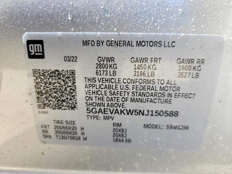 Aukcja sprzedaży 2022 Buick Enclave, vin: 5GAEVAKW5NJ150588, numer aukcji: 45916696