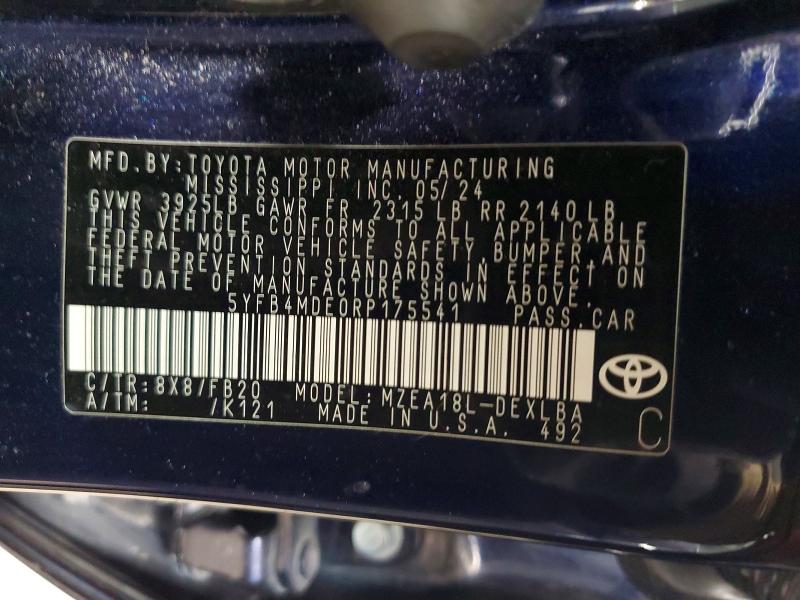 Aukcja sprzedaży 2024 Toyota Corolla, vin: 5YFB4MDE0RP175541, numer aukcji: 79580145