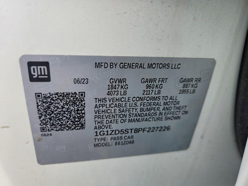 Aukcja sprzedaży 2023 Chevrolet Malibu, vin: 1G1ZD5ST8PF227226, numer aukcji: 47553476
