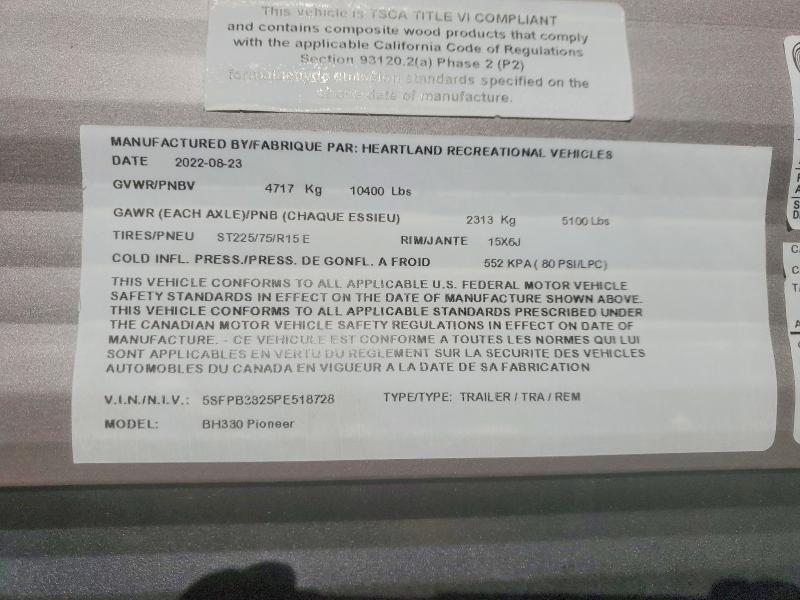 Aukcja sprzedaży 2023 Pion Recreational Vehicle (rv), vin: 5SFPB3825PE518728, numer aukcji: 46035106