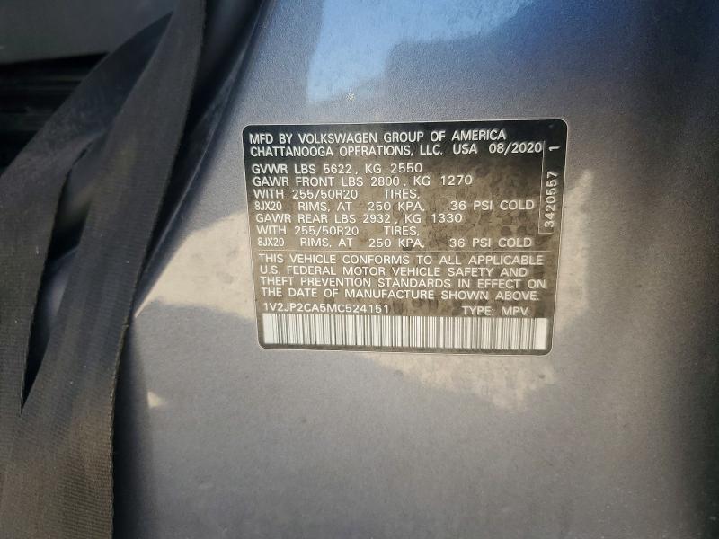 Aukcja sprzedaży 2021 Volkswagen Atlas, vin: 1V2JP2CA5MC524151, numer aukcji: 45846026
