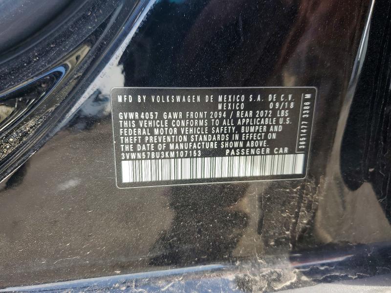 Aukcja sprzedaży 2019 Volkswagen Jetta, vin: 3VWN57BU3KM107153, numer aukcji: 79998275