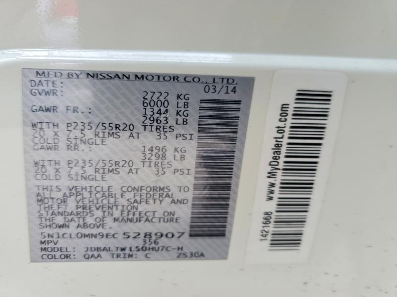 Aukcja sprzedaży 2014 Infiniti Qx60 Hybrid, vin: 5N1CL0MN9EC528907, numer aukcji: 41777676