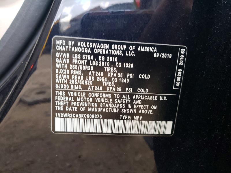 Aukcja sprzedaży 2019 Volkswagen Atlas, vin: 1V2WR2CA3KC608370, numer aukcji: 45779076
