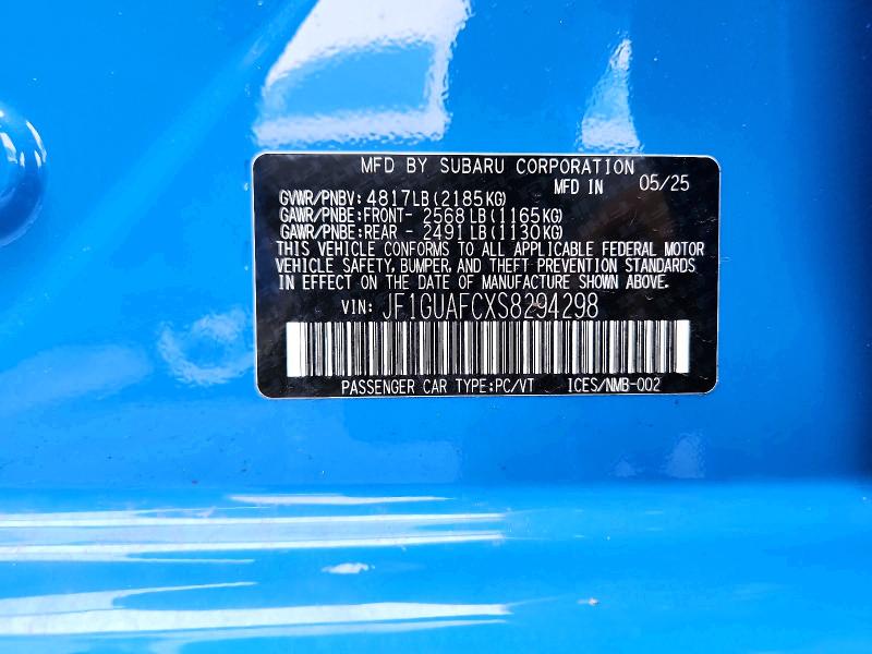 Aukcja sprzedaży 2025 Subaru Impreza, vin: JF1GUAFCXS8294298, numer aukcji: 46207596
