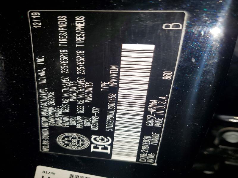 46302926 :رقم المزاد ، 5TDGZRBHXLS001458 vin ، 2020 Toyota Highlander مزاد بيع