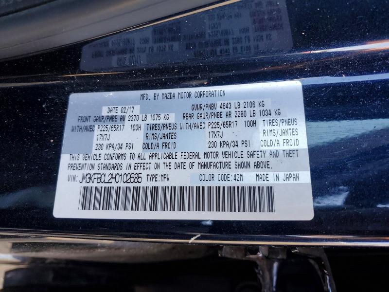47863896 :رقم المزاد ، JM3KFBCL2H0102685 vin ، 2017 Mazda Cx-5 مزاد بيع