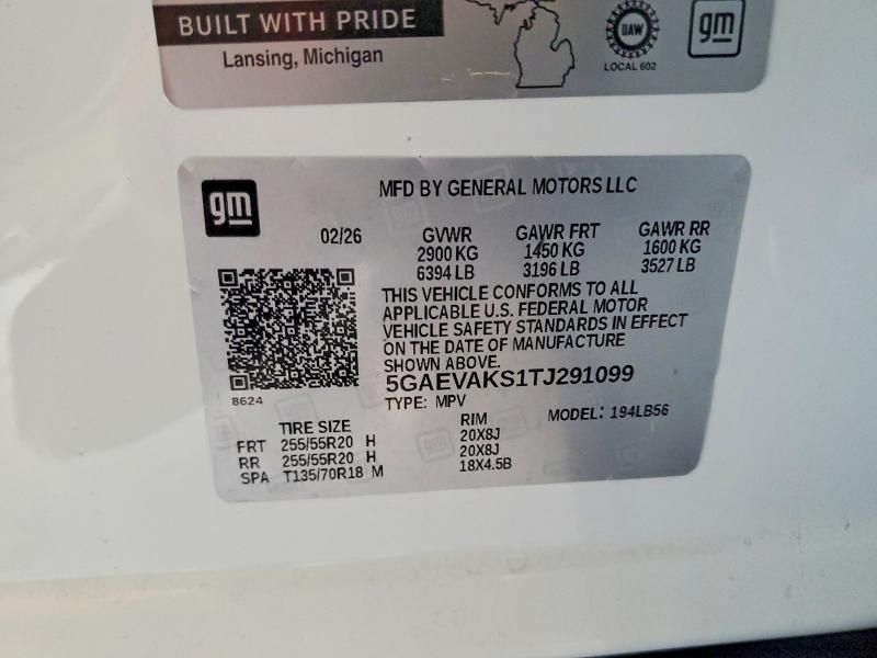 48154586 :رقم المزاد ، 5GAEVAKS1TJ291099 vin ، 2026 Buick Enclave مزاد بيع