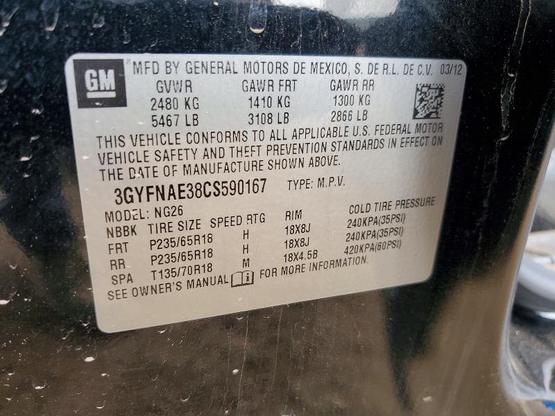 Aukcja sprzedaży 2012 Cadillac Srx, vin: 3GYFNAE38CS590167, numer aukcji: 47242006