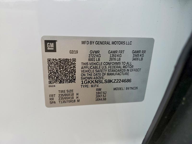Продаж на аукціоні авто 2019 Gmc Acadia, vin: 1GKKNSLS8KZ224686, номер лоту: 47004886