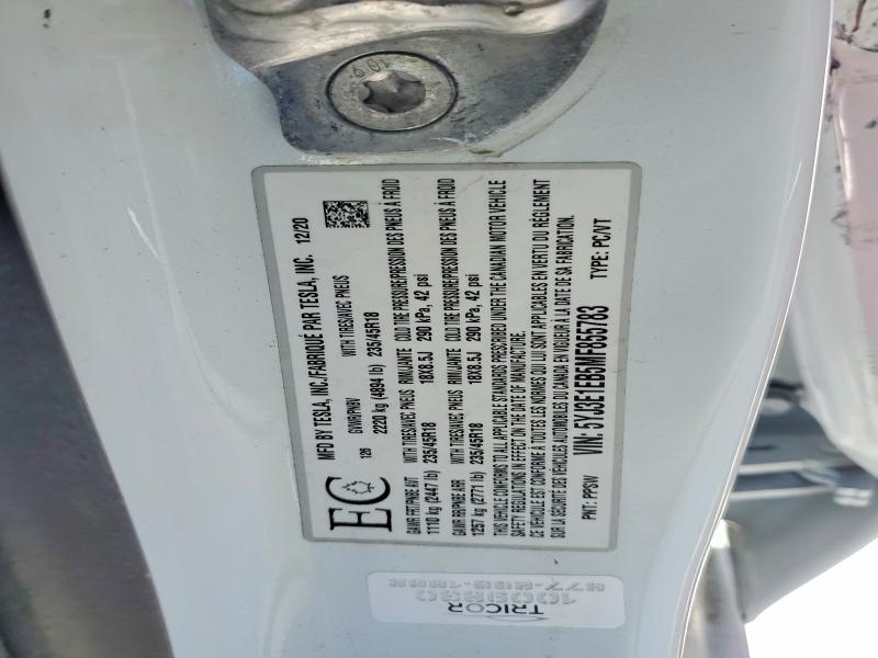 79161555 :رقم المزاد ، 5YJ3E1EB5MF855783 vin ، 2021 Tesla Model 3 مزاد بيع