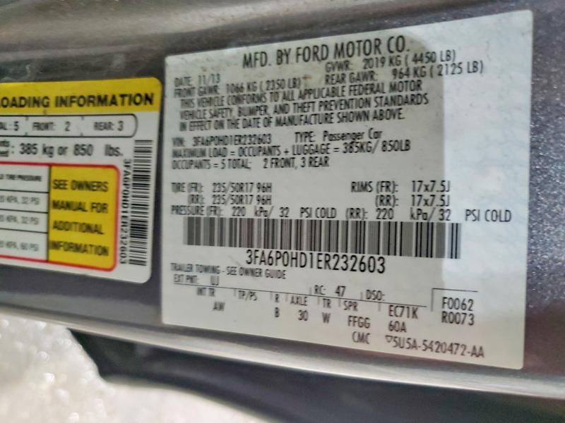 Продажа на аукционе авто 2014 Ford Fusion, vin: 3FA6P0HD1ER232603, номер лота: 77703935