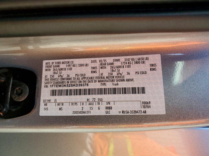 Aukcja sprzedaży 2025 Ford F150, vin: 1FTEW3K52SKD39378, numer aukcji: 46258086