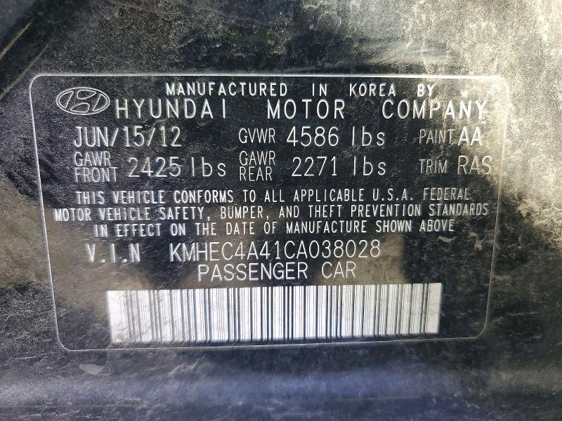 2012 Hyundai Sonata Hybrid მანქანა იყიდება აუქციონზე, vin: KMHEC4A41CA038028, აუქციონის ნომერი: 46996006