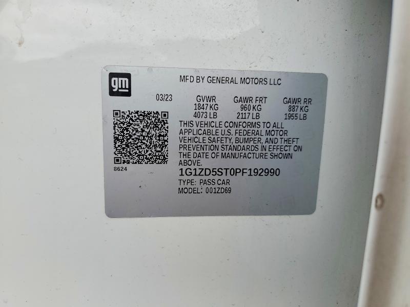 46007836 :رقم المزاد ، 1G1ZD5ST0PF192990 vin ، 2023 Chevrolet Malibu مزاد بيع