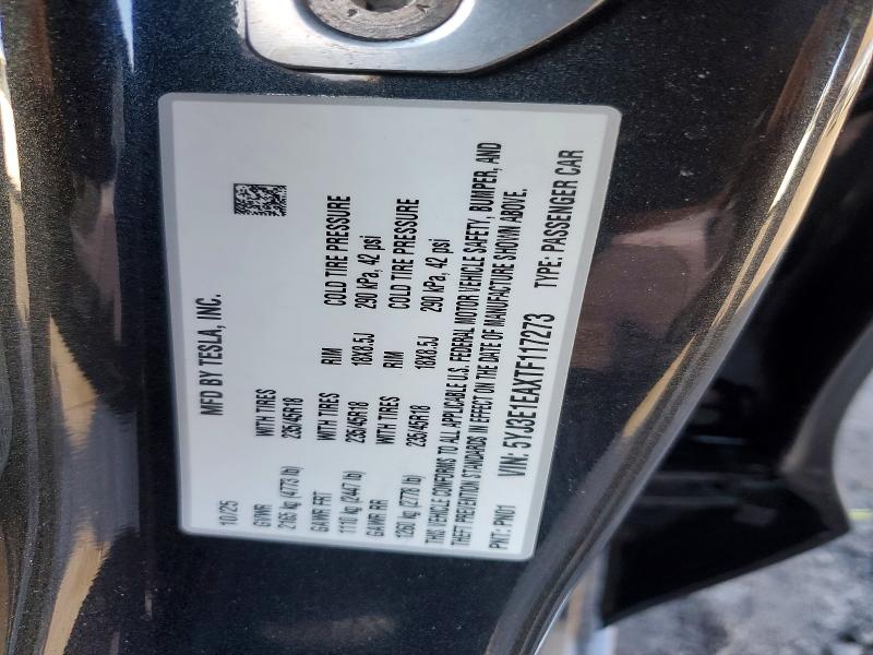 Aukcja sprzedaży 2026 Tesla Model 3, vin: 5YJ3E1EAXTF117273, numer aukcji: 79283505