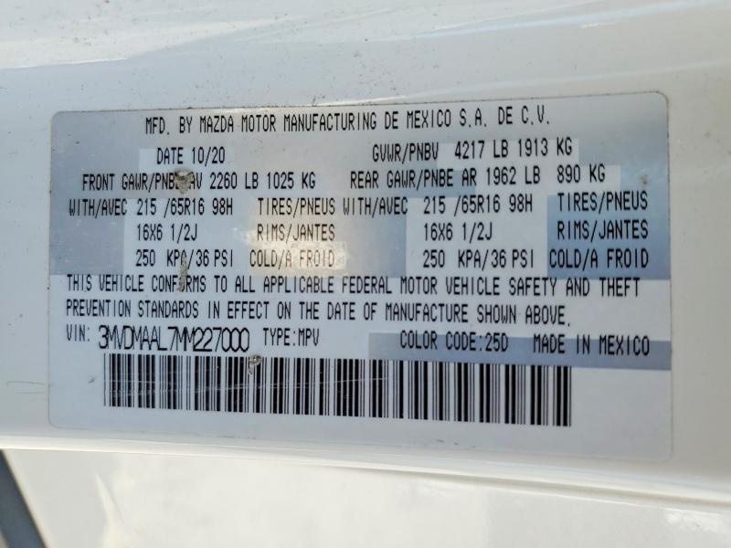 47036426 :رقم المزاد ، 3MVDMAAL7MM227000 vin ، 2021 Mazda Cx-30 مزاد بيع
