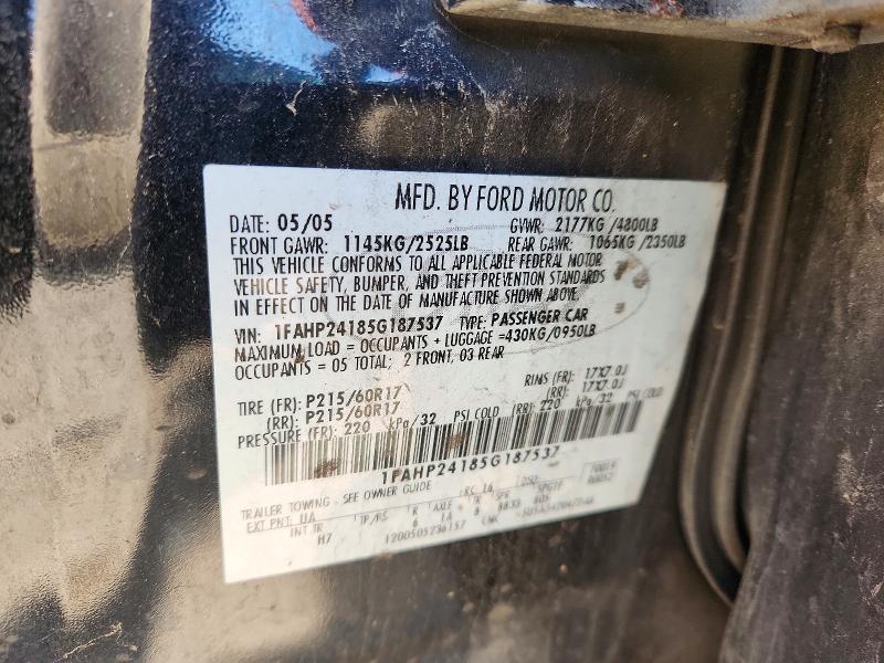 Продажа на аукционе авто 2005 Ford Five Hundred, vin: 1FAHP24185G187537, номер лота: 46023726