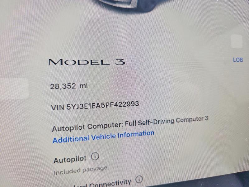 Продажа на аукционе авто 2023 Tesla Model 3, vin: 5YJ3E1EA5PF422993, номер лота: 46613096