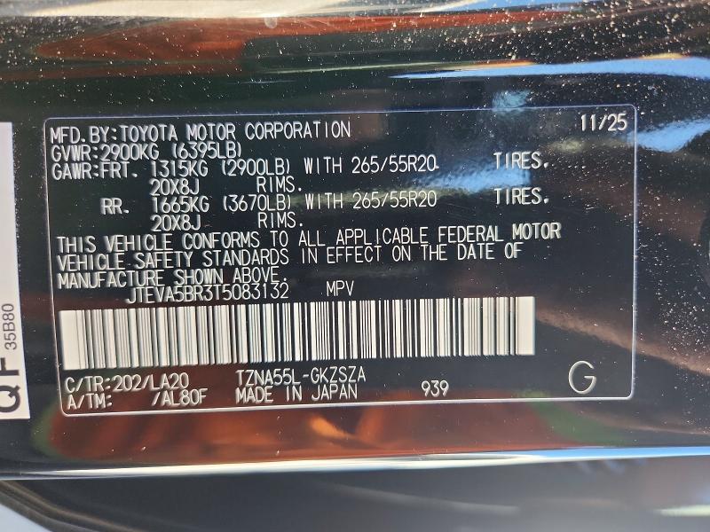 Продажа на аукционе авто 2026 Toyota 4runner, vin: JTEVA5BR3T5083132, номер лота: 79786635